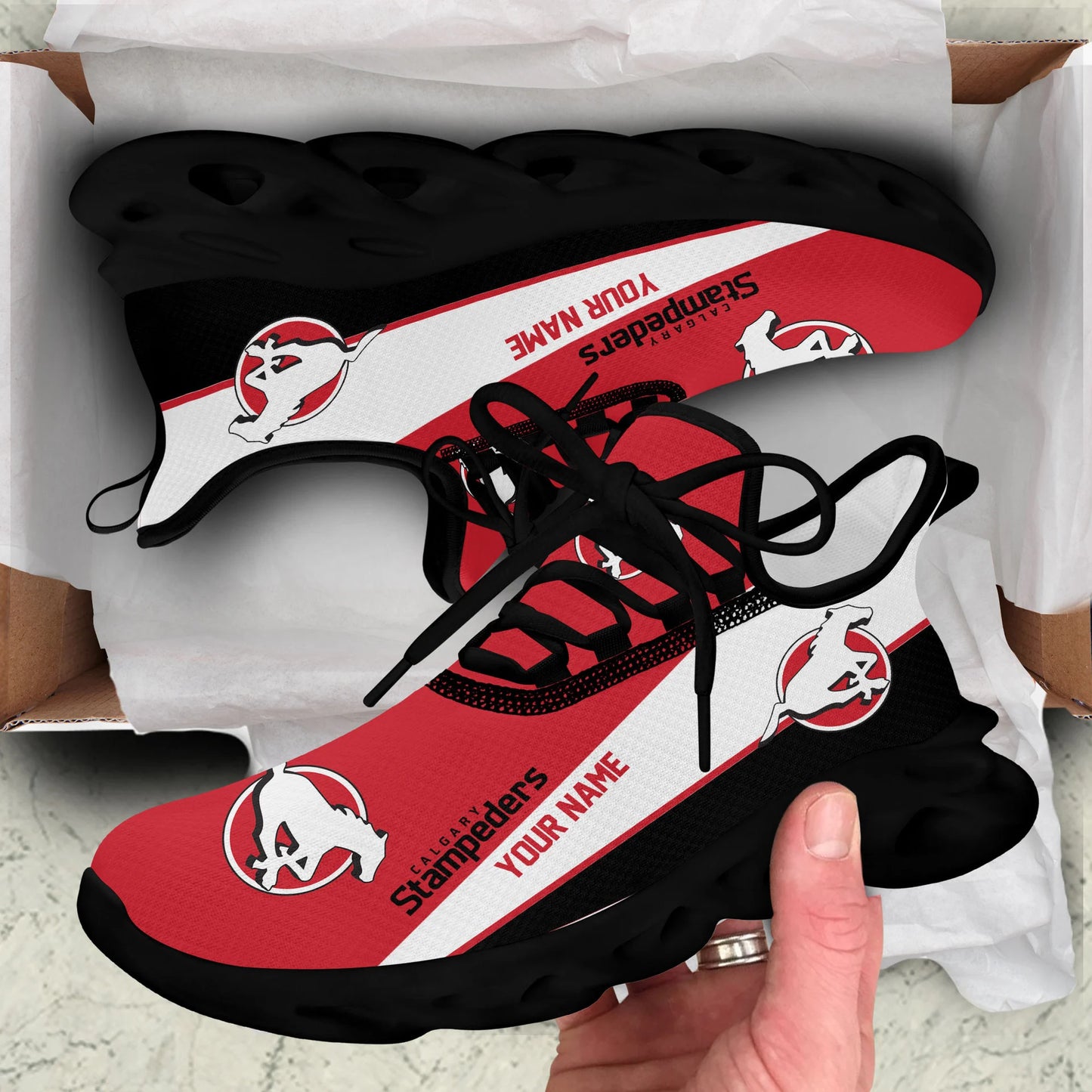 [FAN EXCLUSIVE] NEW CUSTOMIZED CFL06 CGY CALGARY STAMPEDERS MAX SOUL SHOES