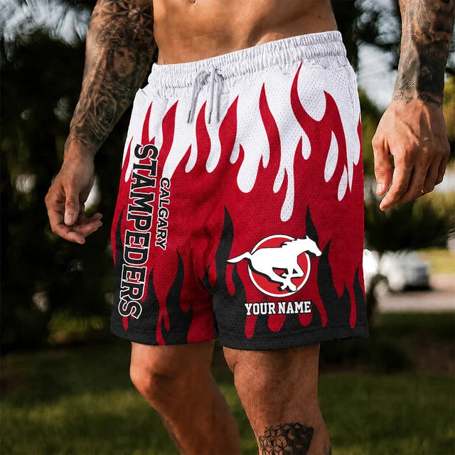 [FAN EXCLUSIVE] NEW CUSTOMIZED CFL06 CGY CALGARY STAMPEDERS SHORT PANTS