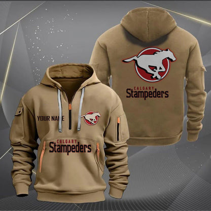 [FAN EXCLUSIVE] NEW CUSTOMIZED CFL06 CGY CALGARY STAMPEDERS MUTICOLOR QUARTER ZIP HOODIE