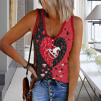 [FAN EXCLUSIVE] NEW CUSTOMIZED CFL06 CGY CALGARY STAMPEDERS WOMEN'S V-NECK TANK TOP