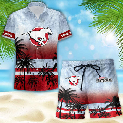 [FAN EXCLUSIVE] NEW CUSTOMIZED CFL06 CGY CALGARY STAMPEDERS HAWAIIAN SHIRT & SHORTS SET