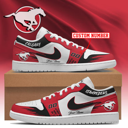 [FAN EXCLUSIVE] NEW CUSTOMIZED CFL06 CGY CALGARY STAMPEDERS AIR JORDAN LOW SHOES