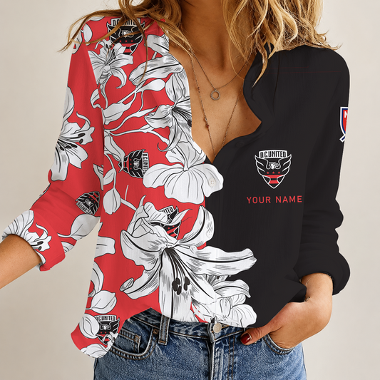 [FAN EXCLUSIVE] NEW CUSTOMIZED MLS06 DCU D.C. UNITED WOMEN CASUAL SHIRT