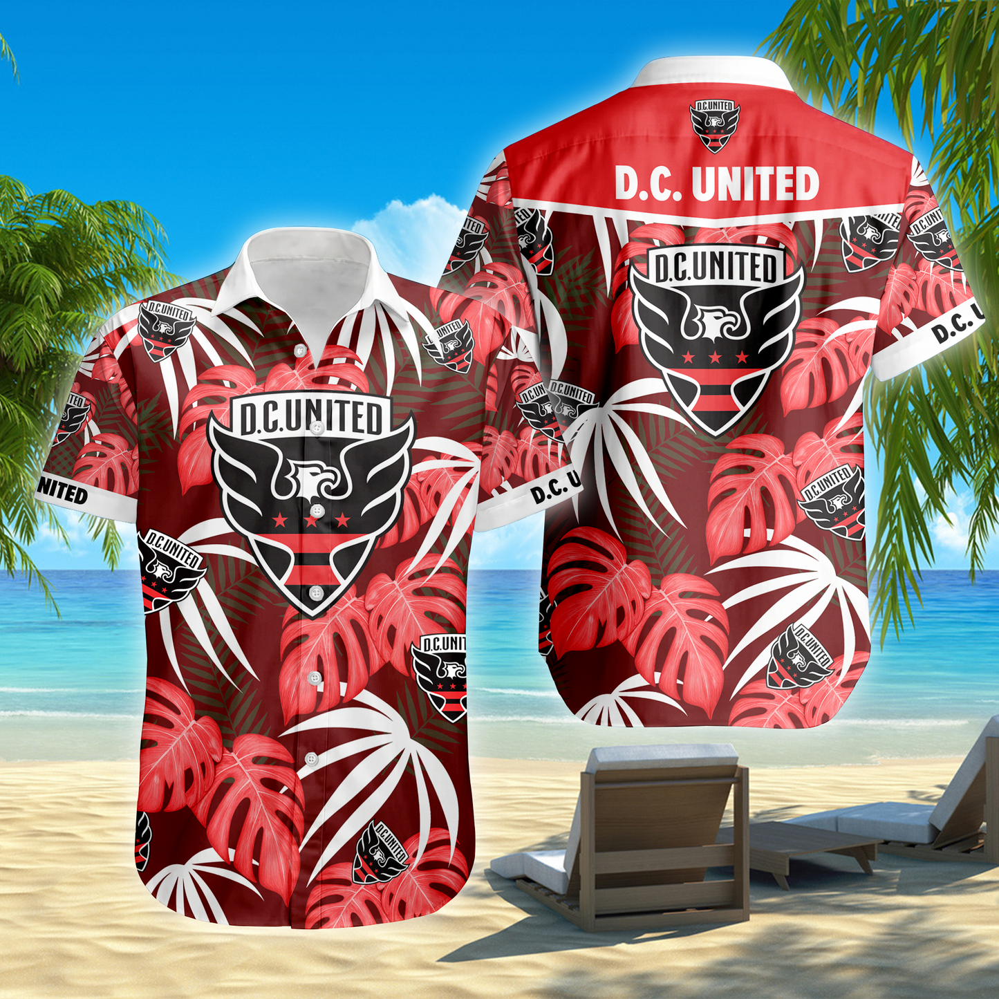 ENDING TODAY - NEW CUSTOMIZED MLS06 DCU D.C. UNITED UNISEX HAWAIIAN SHIRT