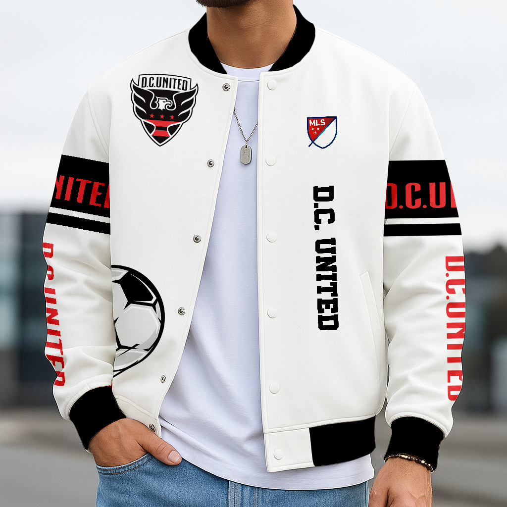 TOP SELLING - NEW CUSTOMIZED MLS06 DCU D.C. UNITED SATIN VARSITY & BASEBALL JACKET