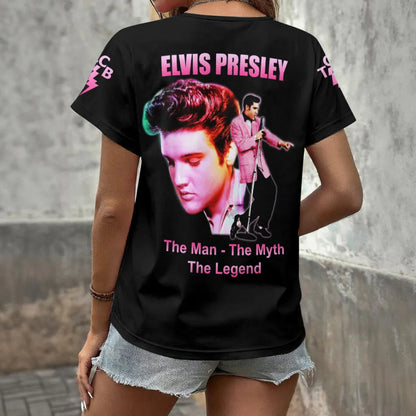 [FAN FAVORITE] NEW CUSTOMIZED ELVIS PRESLEY V-NECK FEMALE SHIRT