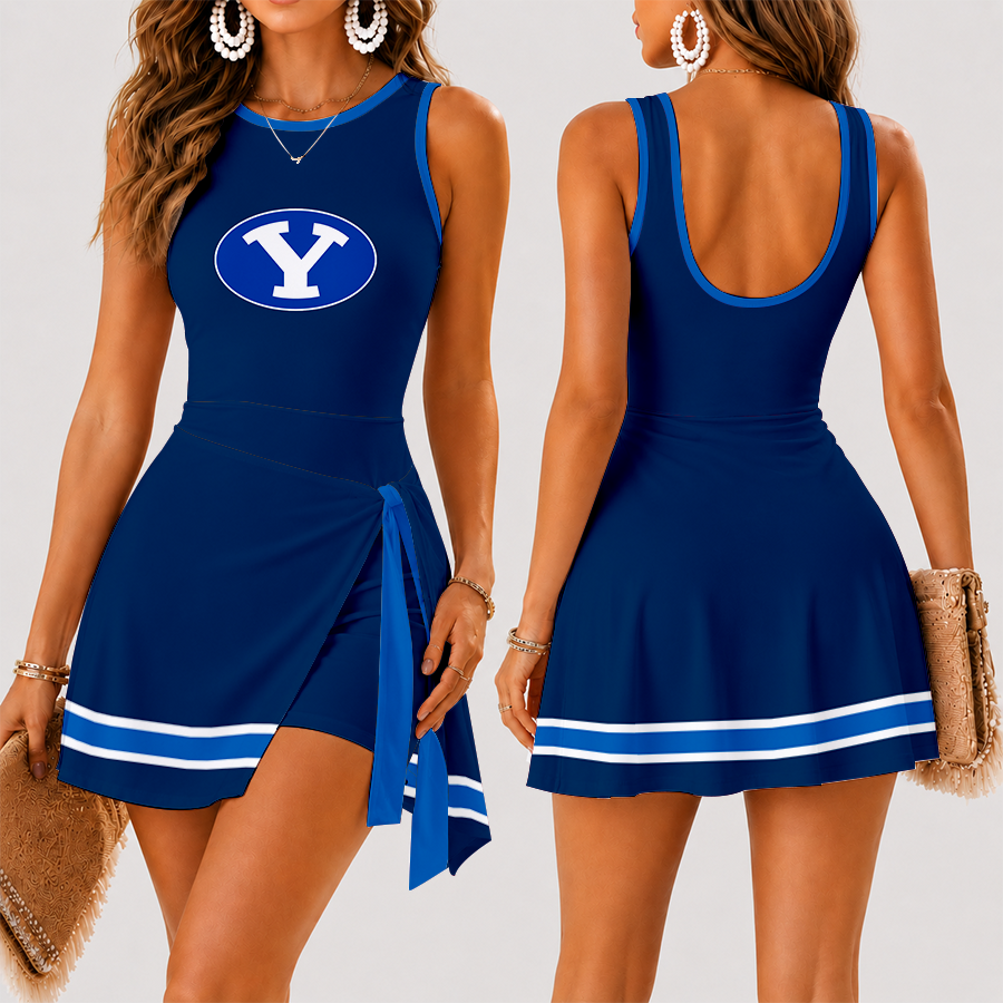 [FAN FAVORITE] NEW CUSTOMIZED NCAA FBS11 BYU BYU COUGARS WOMEN'S SUMMER SKORT DRESS
