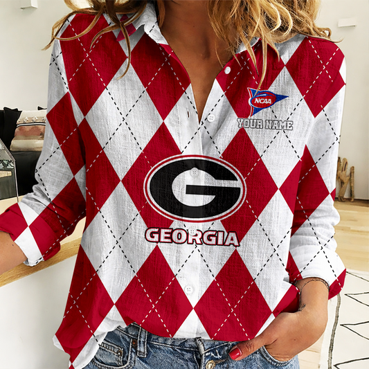 LIMITED DROP - NEW CUSTOMIZED | NCAA FBS06 GEB GE BULLGOGS WOMEN CASUAL SHIRT FOR FAN
