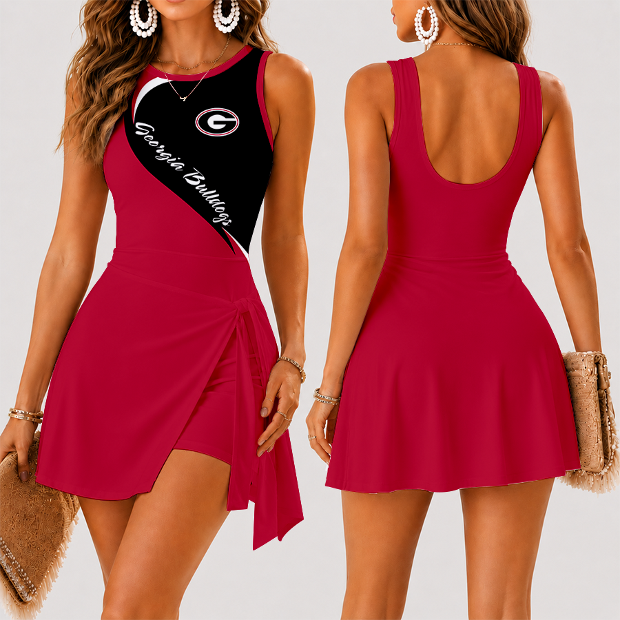 [FAN FAVORITE] NEW CUSTOMIZED NCAA FBS06 GEB GEORGIA BULLDOGS WOMEN'S SUMMER SKORT DRESS