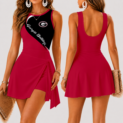 [FAN FAVORITE] NEW CUSTOMIZED NCAA FBS06 GEB GEORGIA BULLDOGS WOMEN'S SUMMER SKORT DRESS