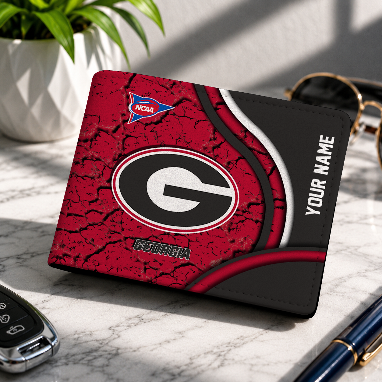 MEGA SALE - NEW CUSTOMIZED NCAA FBS06 GEB GEORGIA BULLDOGS LEATHER WALLET