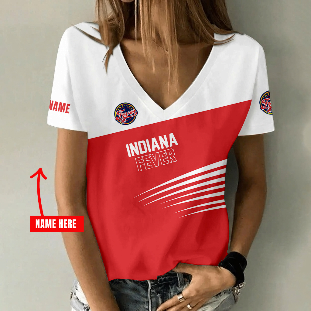[FAN FAVORITE] NEW CUSTOMIZED WNBA06 IDF INDIANA FEVER V-NECK FEMALE SHIRT