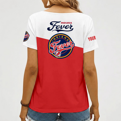 [FAN FAVORITE] NEW CUSTOMIZED WNBA06 IDF INDIANA FEVER V-NECK FEMALE SHIRT