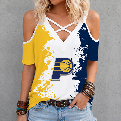 [HOT DEAL] NEW CUSTOMIZED NBA06 IPA INDIANA PACERS CRISS CROSS V-NECK TOP