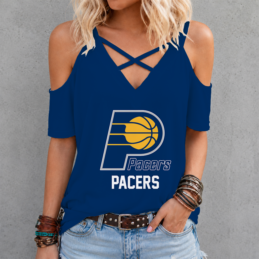 LIMITED EDITION - NEW CUSTOMIZED NBA06 IPA INDIANA PACERS CRISS CROSS V-NECK TOP