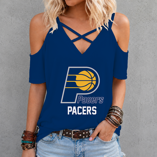 LIMITED EDITION - NEW CUSTOMIZED NBA06 IPA INDIANA PACERS CRISS CROSS V-NECK TOP