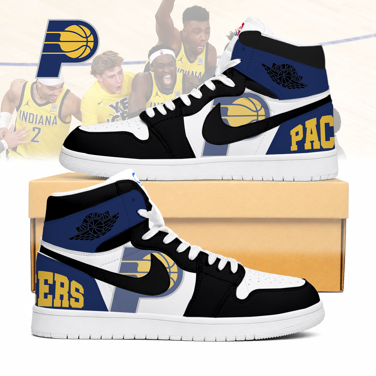 LIMITED EDITION - NEW CUSTOMIZED NBA06 IPA INDIANA PACERS AIR JORDAN SNEAKERS