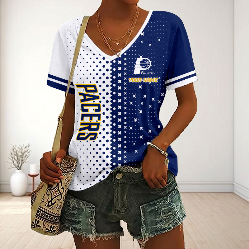 LIMITED EDITION - NEW CUSTOMIZED NBA06 IPA INDIANA PACERS V-NECK FEMALE SHIRT