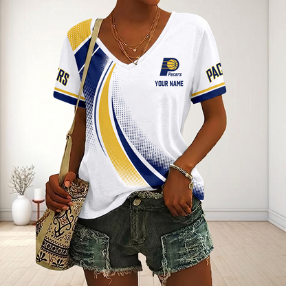FINAL SALE - NEW CUSTOMIZED NBA06 IPA INDIANA PACERS V-NECK FEMALE SHIRT