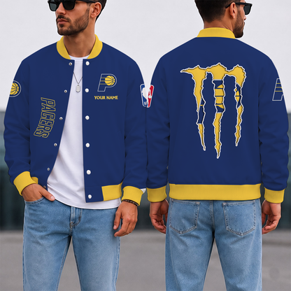 LIMITED EDITION - NEW CUSTOMIZED NBA06 IPA INDIANA PACERS BASEBALL JACKET, SATIN VARSITY JACKET