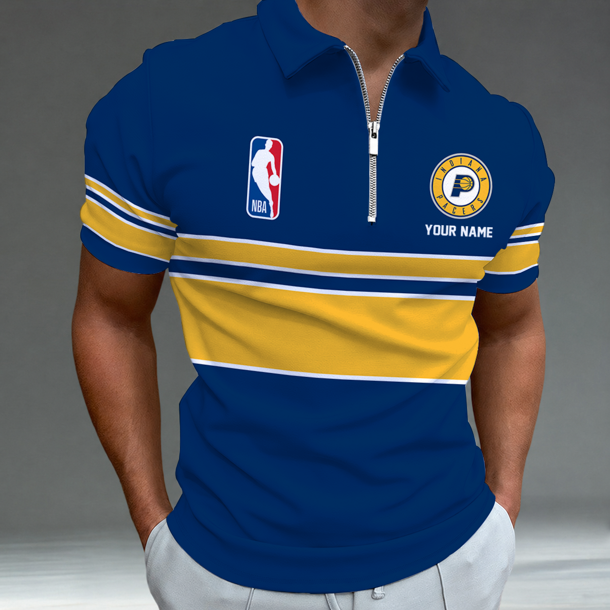 [HOT DEAL] NEW CUSTOMIZED NBA06 IPA INDIANA PACERS ZIP POLO SHIRT