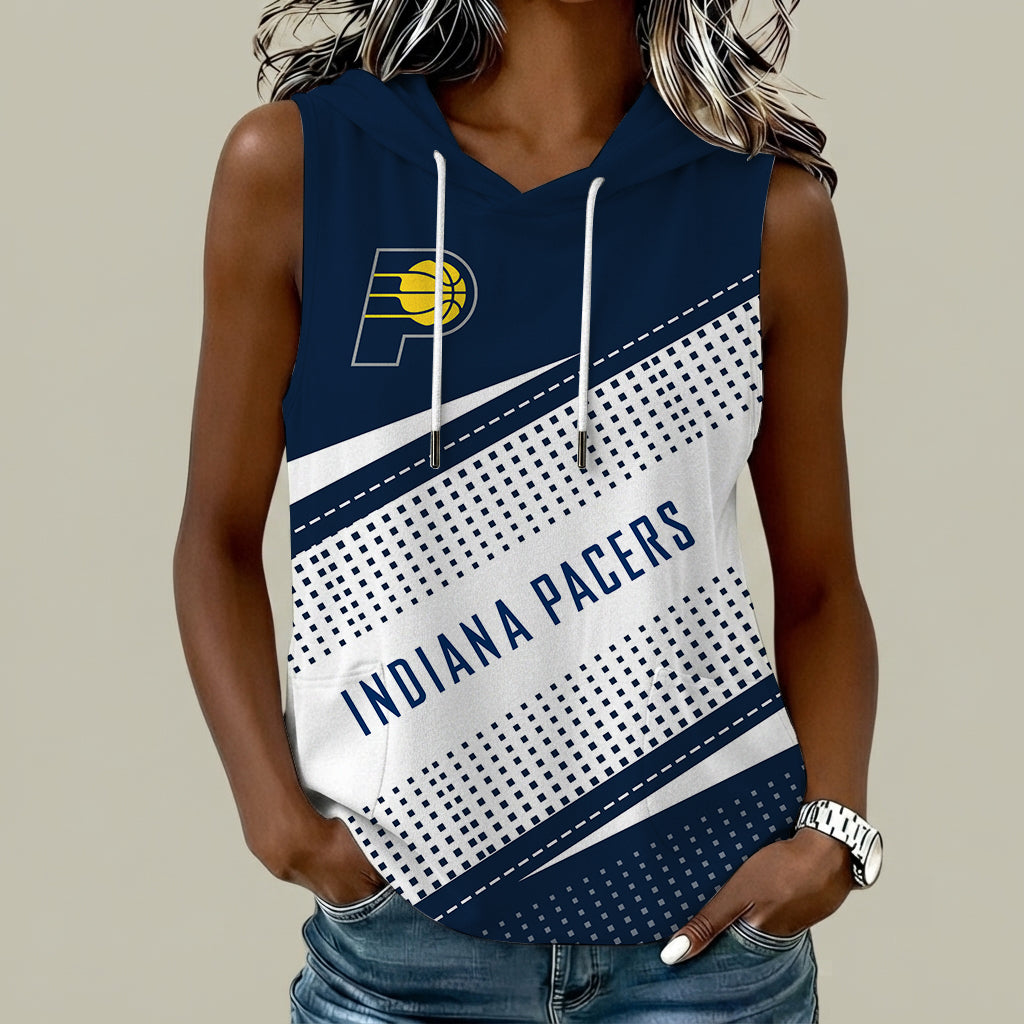 [HOT DEAL] NEW CUSTOMIZED NBA06 IPA INDIANA PACERS  WOMEN'S SLEEVELESS HOODED POCKET TANK TOP