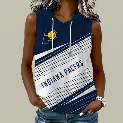 [HOT DEAL] NEW CUSTOMIZED NBA06 IPA INDIANA PACERS  WOMEN'S SLEEVELESS HOODED POCKET TANK TOP
