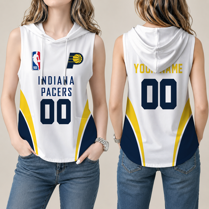 [HOT DEAL] NEW CUSTOMIZED NBA06 IPA INDIANA PACERS  WOMEN'S SLEEVELESS HOODED POCKET TANK TOP