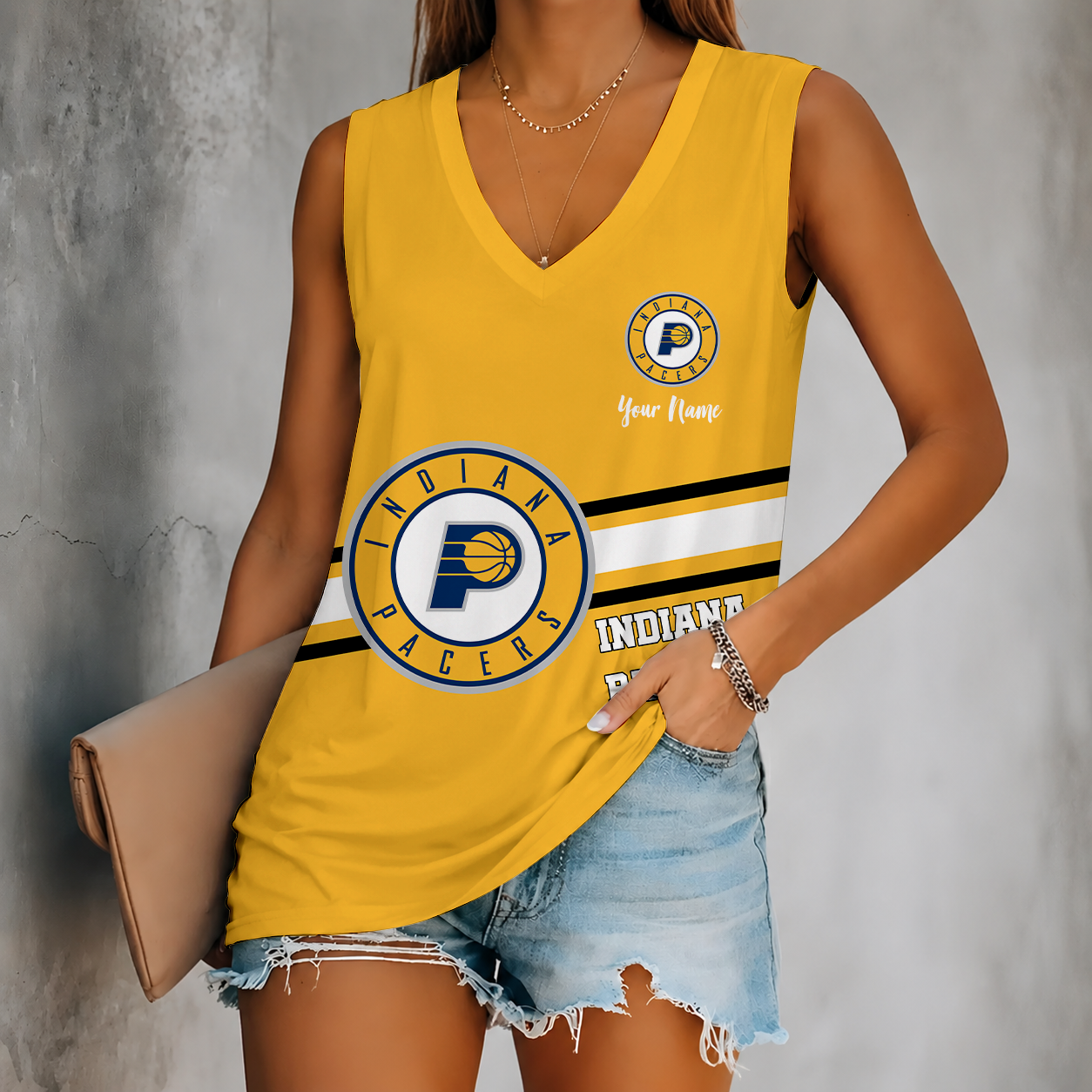 [HOT DEAL] NEW CUSTOMIZED NBA06 IPA INDIANA PACERS WOMEN'S V-NECK TANK TOP