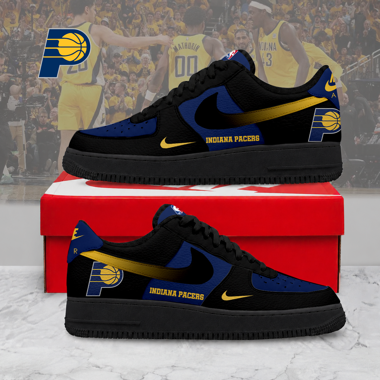 LIMITED EDITION - NEW CUSTOMIZED NBA06 IPA INDIANA PACERS AF1 SNEAKERS