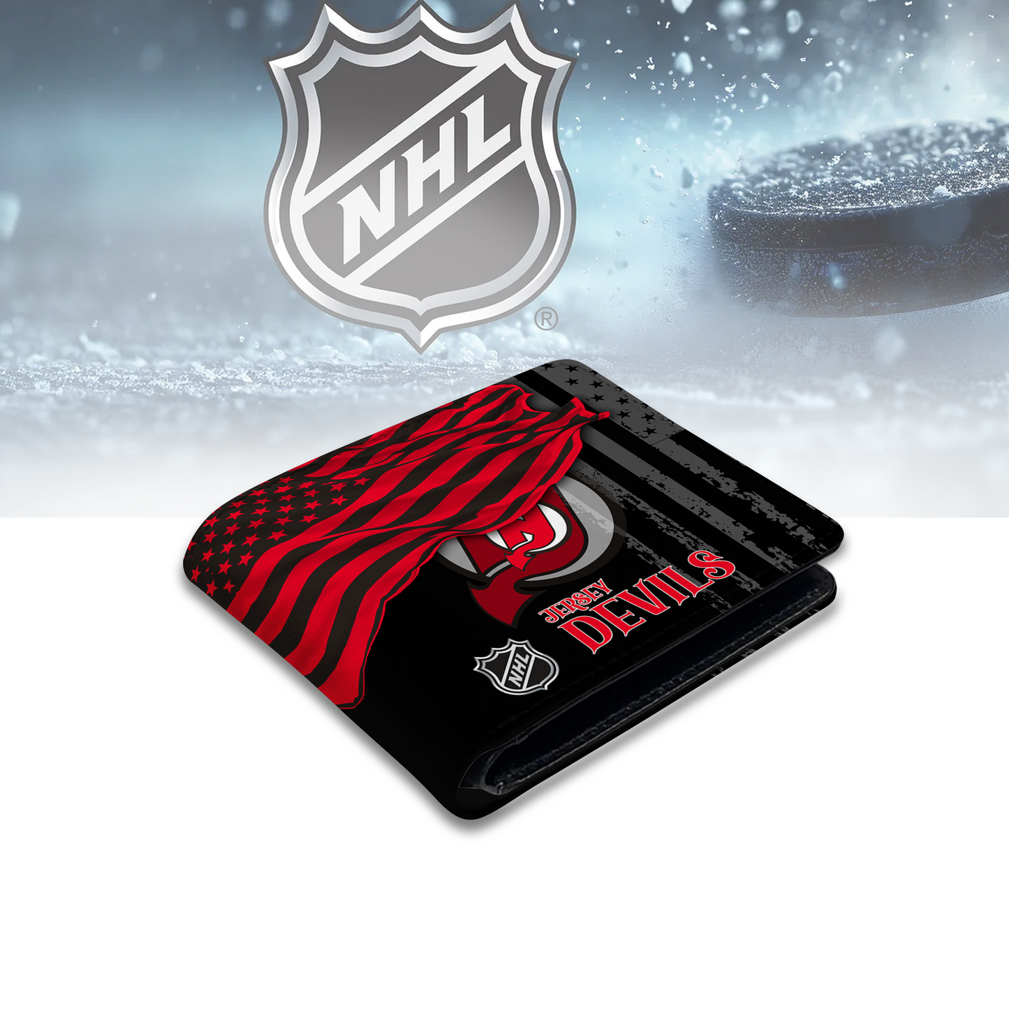[SUPER SALE ] NEW CUSTOMIZED NHL06 NJD NEW JERSEY DEVILS LEATHER WALLET