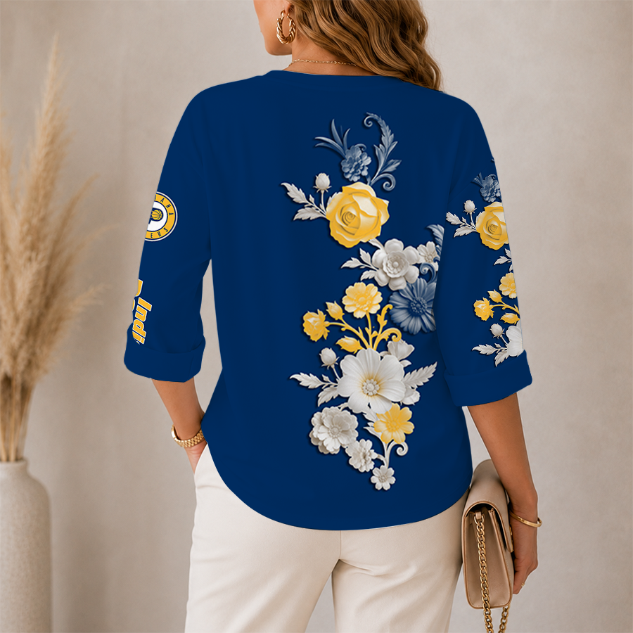 [HOT DEAL] NEW CUSTOMIZED NBA06 IPA INDIANA PACERS WOMEN'S V-NECK LONG SLEEVE SHIRT