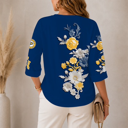 [HOT DEAL] NEW CUSTOMIZED NBA06 IPA INDIANA PACERS WOMEN'S V-NECK LONG SLEEVE SHIRT