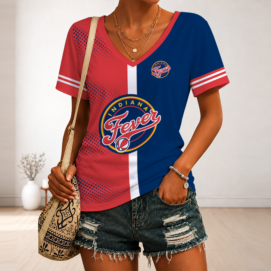 [FAN FAVORITE] NEW CUSTOMIZED WNBA06 IDF INDIANA FEVER V-NECK FEMALE SHIRT