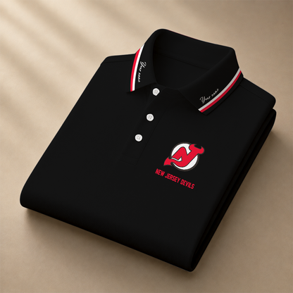 [SUPER SALE] NEW CUSTOMIZED NHL06 NJD NEW JERSEY DEVILS POLO SHIRT