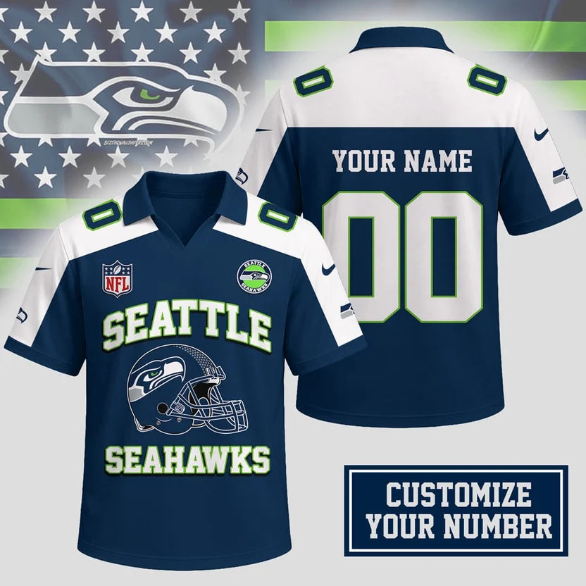 ELITE EDITION - NEW CUSTOMIZED NFL06 SSH SEATTLE SEAHAWKS POLO SHIRT