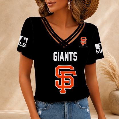 [FLASH SALE] NEW CUSTOMIZED MLB06 SFG SAN FRANCISCO GIANTS V-NECK SHIRT