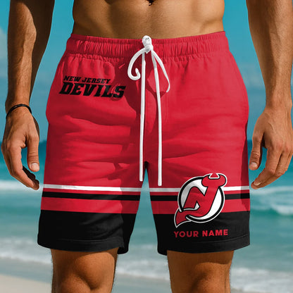 EXCLUSIVE EDITION - NEW CUSTOMIZED NHL06 NJD NEW JERSEY DEVILS SHORT PANTS