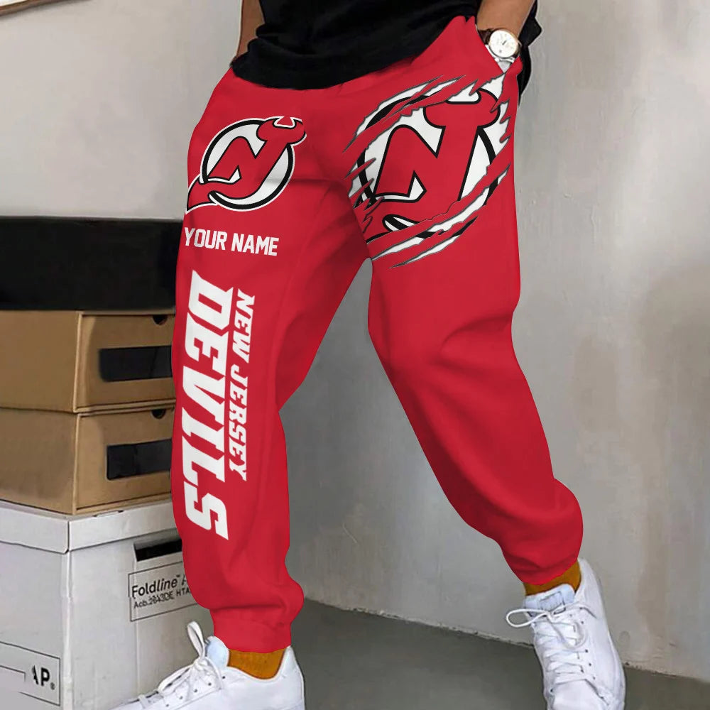 ELITE EDITION - NEW CUSTOMIZED NHL06 NJD NEW JERSEY DEVILS SWEATPANTS