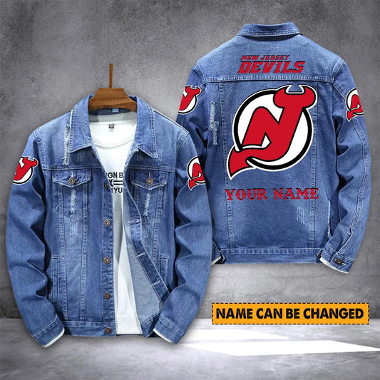 ELITE EDITION - NEW CUSTOMIZED NHL06 NJD NEW JERSEY DEVILS DENIM JACKET