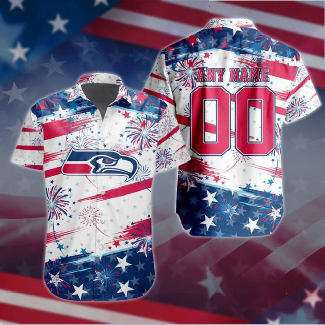 VIRAL EDITION - NEW CUSTOMIZED NFL06 SSH SEATTLE SEAHAWKS PATRIOTIC USA HAWAIIAN SHIRT