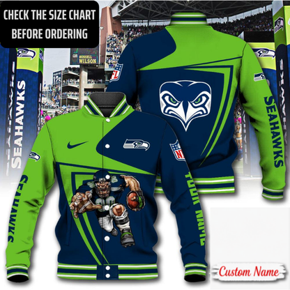EXCLUSIVE EDITION - NEW CUSTOMIZED NFL06 SSH SEATTLE SEAHAWKS SATIN VARSITY & BASEBALL JACKET
