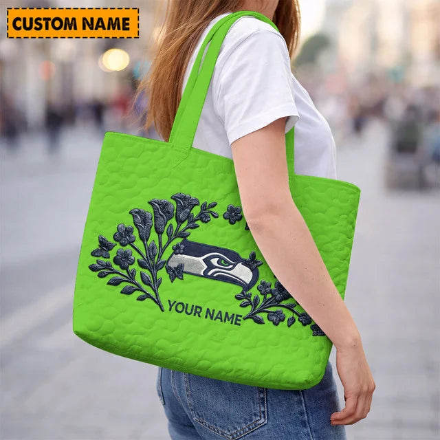 ELITE EDITION - NEW CUSTOMIZED NFL06 SSH SEATTLE SEAHAWKS QUILTED TOTE BAG