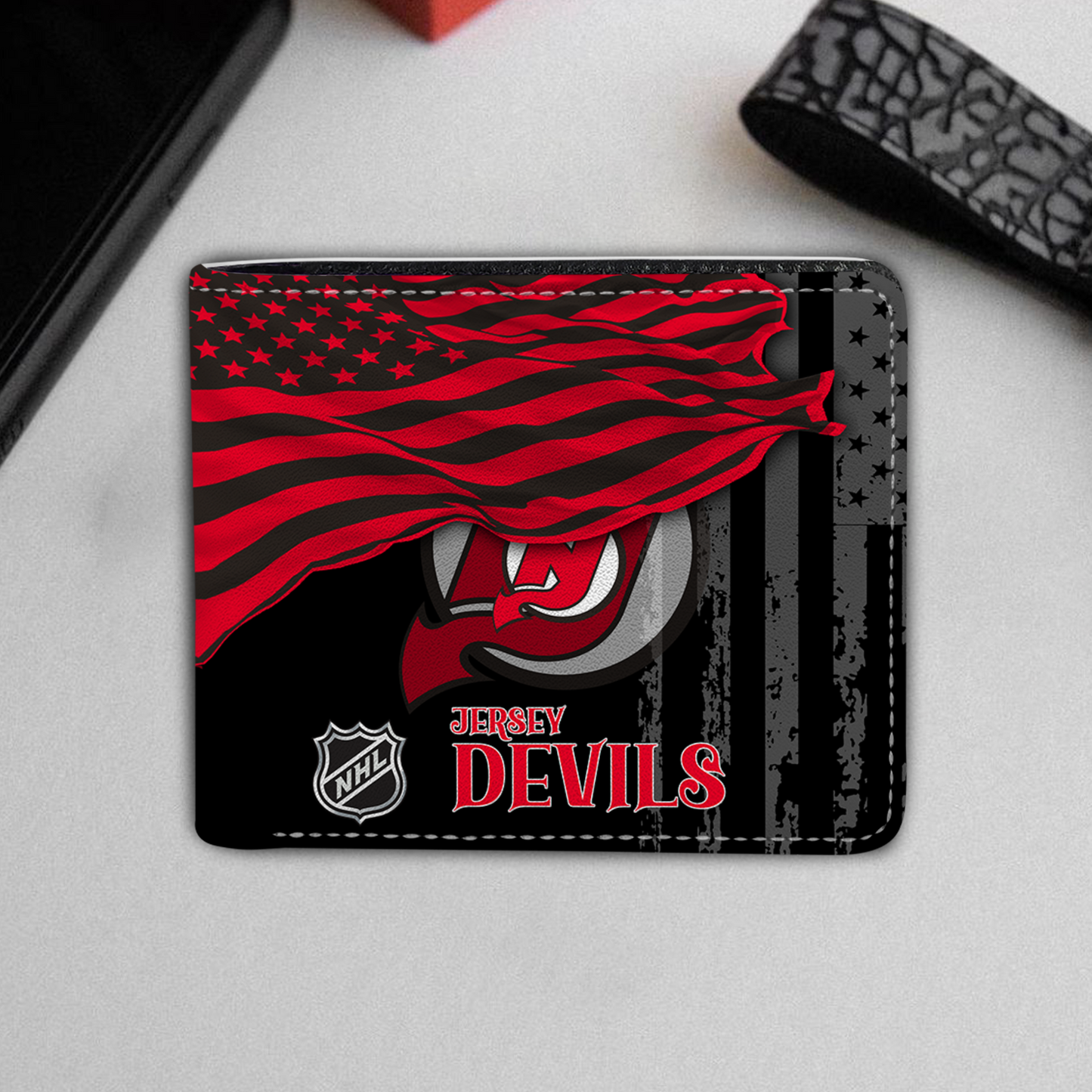 [SUPER SALE ] NEW CUSTOMIZED NHL06 NJD NEW JERSEY DEVILS LEATHER WALLET