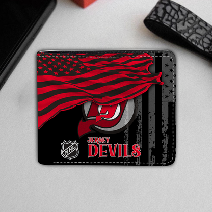 [SUPER SALE ] NEW CUSTOMIZED NHL06 NJD NEW JERSEY DEVILS LEATHER WALLET