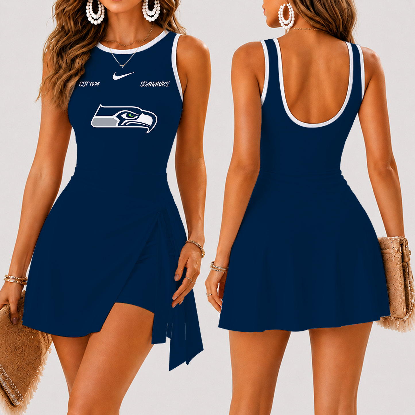 [SPECIAL OFFER] NEW CUSTOMIZED NFL06 SSH SEATTLE SEAHAWKS WOMEN'S SUMMER SKORT DRESS
