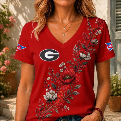 ELITE EDITION - NEW CUSTOMIZED NCAA FBS06 GEB GEORGIA BULLDOGS V-NECK FEMALE SHIRT