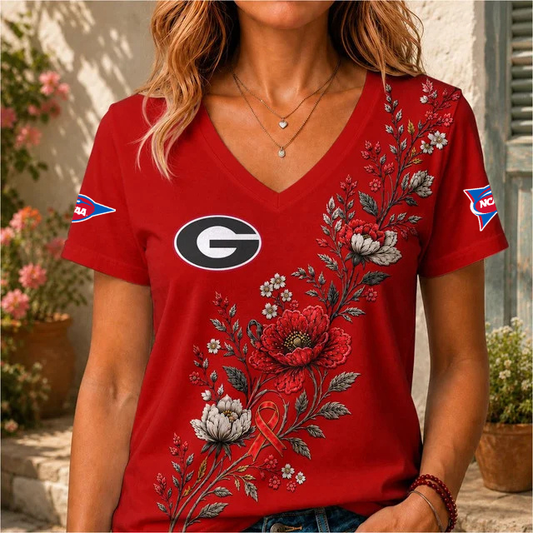 ELITE EDITION - NEW CUSTOMIZED NCAA FBS06 GEB GEORGIA BULLDOGS V-NECK FEMALE SHIRT
