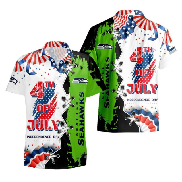 MEGA SALE - NEW CUSTOMIZED NFL06 SSH SEATTLE SEAHAWKS INDEPENDENCE DAY HAWAIIAN SHIRT