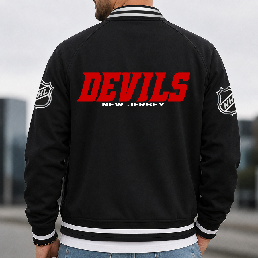 [SUPER SALE] NEW CUSTOMIZED NHL06 NJD NEW JERSEY DEVILS MULTICOLOR MEN'S CASUAL JACKET